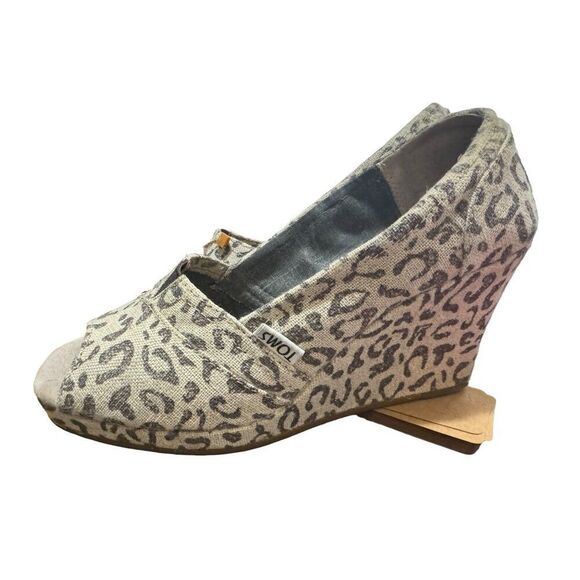 Toms Women's Leopard‎ Print Canvas Wedge Heels Size 7 - Picture 12 of 13